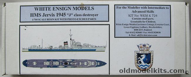 White Ensign 1/700 HMS Jervis J Class Destroyer 1945, WEMK724 plastic model kit